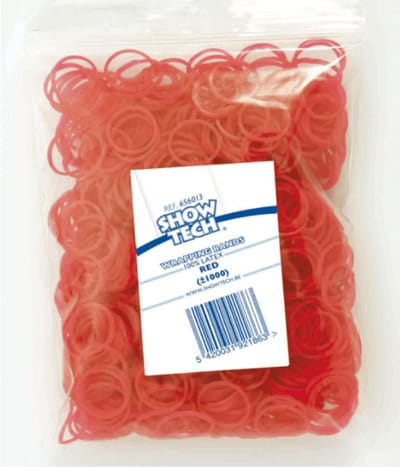 Show Tech - Elastiekjes Rood - Latex - voor Papillotten - 1000st