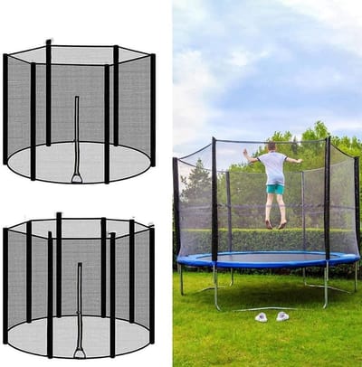 Trampoline Veiligheidsnet - Vangnet Trampoline - Trampoline Gebruik - UV-bestendig PE Materiaal - 14ft - 8 palen - Zwart