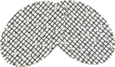 Knie Elleboog Strijk Stukken Patches Donker Groen Geruit Wit Bloemetje 9.3 / 13.5 cm / Donker Groen Wit