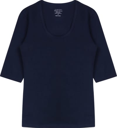 Claesen's® - 3/4 Sleeve R-Neck T-Shirt Cotton/LycraN 8017-Navy-S