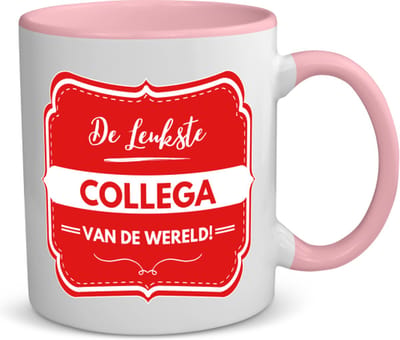 Akyol - de leukste collega koffiemok - theemok - roze - Collega - een collega - werk - afscheidscadeau - verjaardagscadeau - 350 ML inhoud