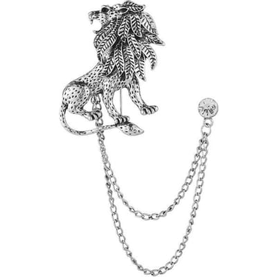 Mode Kristal Leeuw Broche Dier Kwast Ketting Reversspeldjes Britse Stijl Heren Overhemd Kraag Badge Kledingaccessoires gray