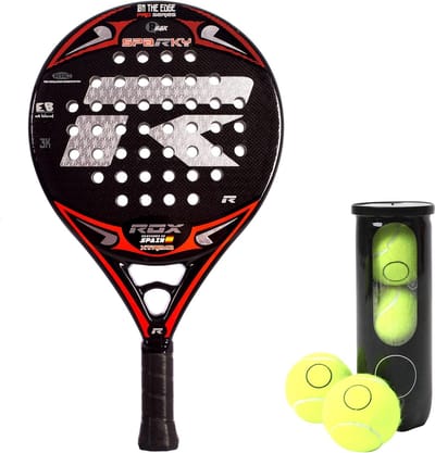 Rox R-Sparky Xtreme 3D Padel Racket Carbon - Controle, Power & Precisie - met 3 Padel Ballen