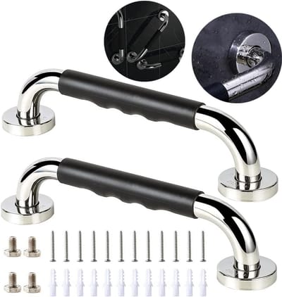 Set van 2 Douchehandgrepen Badkamer - 16 inch RVS Veiligheidsbeugel met Antislip Grip