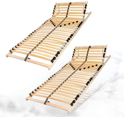 Coemo 2 stuks "ERGO" lattenbodem voor tweepersoonsbed, 7-zones verstelbaar hoofdbord, 28 latten, 90 x 200 cm