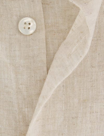 John Miller tailored fit overhemd beige linnen