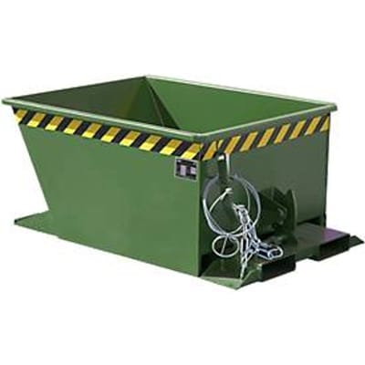 Kiepbak GU-RZ30, voor trolleytreinen, kiep- en schuifbeveiliging, 300 l, RAL 6011 groen