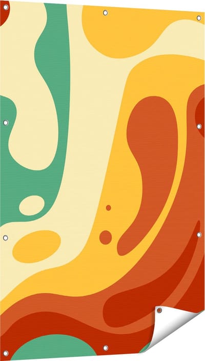 Gards Tuinposter Abstracte Kunst - Organische Kleurrijke Vormen - 80x120 cm - Tuindoek - Tuindecoratie - Wanddecoratie buiten - Tuinschilderij