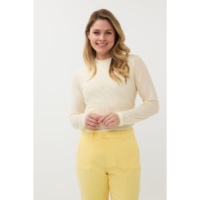 EsQualo Top Mesh Light Yellow Größe: S | Longsleeves Outlet | Damen | Gelb