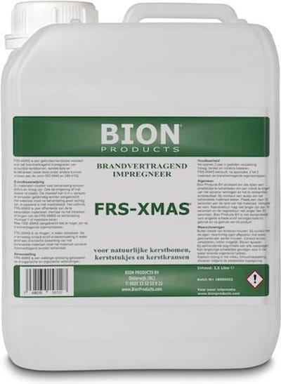 Brandvertrager FRS-XMAS 2,5 liter Brandvertragend impregneer voor natuurlijke kerstbomen, kerststukjes en kerstkransen