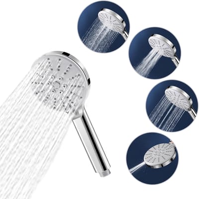 Universele Handdouche met Hoge Druk - 4 Jet Types voor een Verfrissende Douche-ervaring en Flexibele Doucheslang