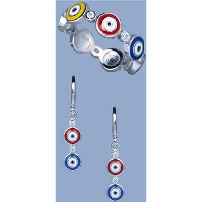 Nieuwe Casual en Eenvoudige Geometrische Gekleurde Handgemaakte Emaille Ring Oorbellen W5232WW-