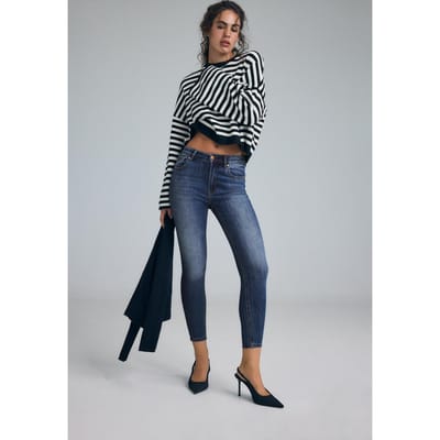 Stradivarius D07 skinny high waist jeans  OVERGEVERFDE DENIM WASSING 38