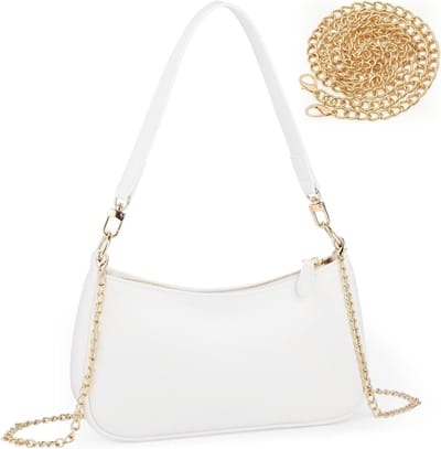 Elegante Dames Clutch Tas van PU Leer met Ketting, Retro Onderarm Vakjes voor Feestjes en Winkelen