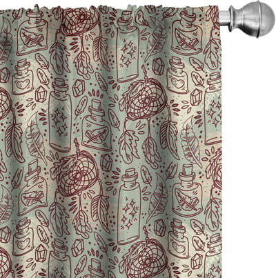 ABAKUHAUS Boho Gordijnen – 2x75x175 cm – Microfiber – Halverdonker