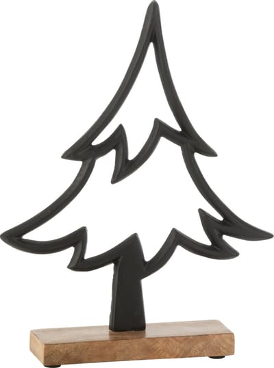J-Line decoratie Denneboom Op Voet - aluminium/hout - zwart - large