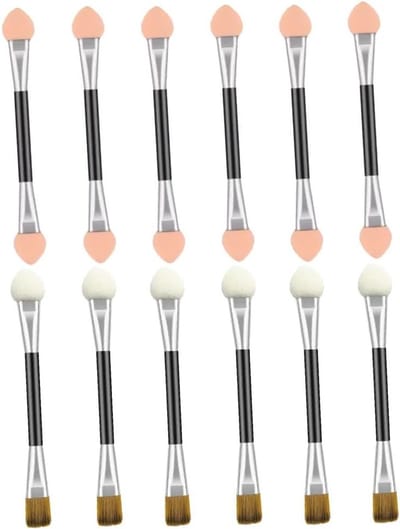 Set van 12 Oogschaduwkwasten, Dubbelzijdige Kwasten voor Oogmake-up, Professionele Kleurapplicators