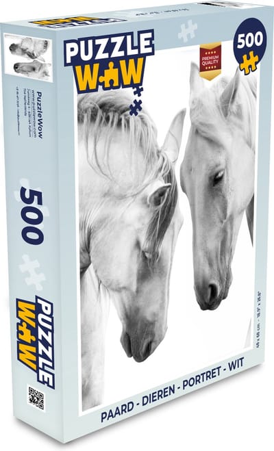 Puzzel Paard - Dieren - Portret - Wit - Legpuzzel - Puzzel 500 stukjes