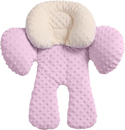 Baby Inlegkussen - Kinderwagen Kussen Hoofdondersteuning - Comfortabel Reizen - Verstelbare Hoofdsteun - 55x51 cm - Roze