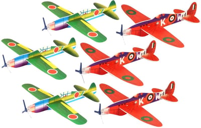 Henbrandt Speelgoed luchtmacht vliegtuigen Airgliders - 6x stuks - echt vliegend - uit Amerika en Japan - 19 cm - Historische vliegtuigjes