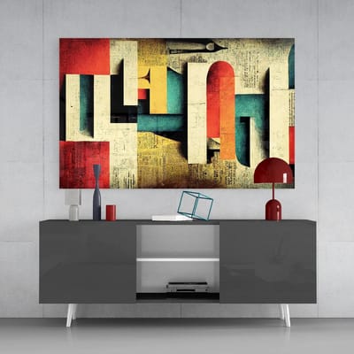 Glasschilderij - Taal - Abstract - Wanddecoratie - 72x46 cm - 4 mm