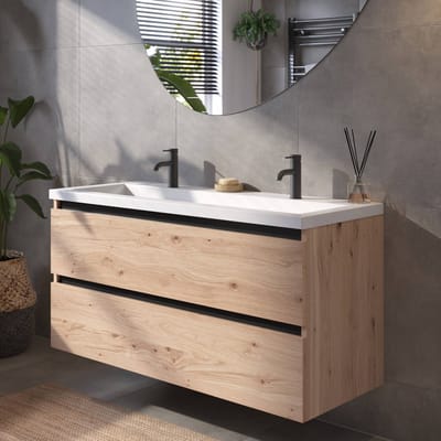 Saqu Gaia Badkamermeubel Set - 120x51,5 cm - Voorgemonteerd - Eiken - Wastafelmeubel - Badmeubel