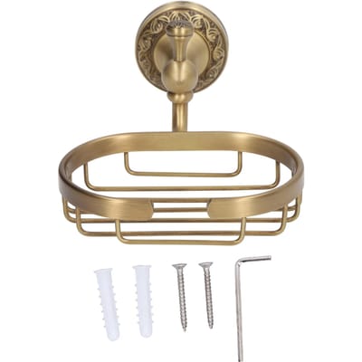 Wandgemonteerde Badkamer Zeephouder Antieke Zeepmand Toilet Zeepbak Rek met Gesneden Gebogen beige