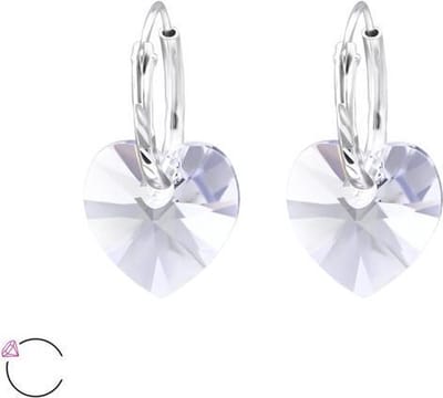 Amanto Oorbellen Dysis Mauve - 925 Zilver - Swarovski® Hart - Ø10mm - 17mm
