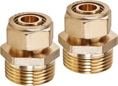 Brass Clamp Schroefverbinding voor Koperbuis - 1 Inch Overgangsverbinding voor Water en Zonne-energie, Duurzame Klemring en Schroefverbinding voor Diverse Toepassingen