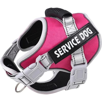Harnas voor Hulphond met Gepersonaliseerd ID-label Verstelbaar Hondenharnas Hondentrui Riem voor Grote Honden Buitenhonden Trainingsaccessoires About 4-7kg dogs rozerode kleur