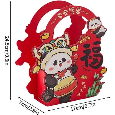 5 stuks Cartoon Cadeaudozen Chinese Nieuwjaarsdecoratie Draagbare Papieren Cadeauzakjes Verpakking Snoepdoos Verjaardag Bruiloft Feestartikelen 5Pcs black