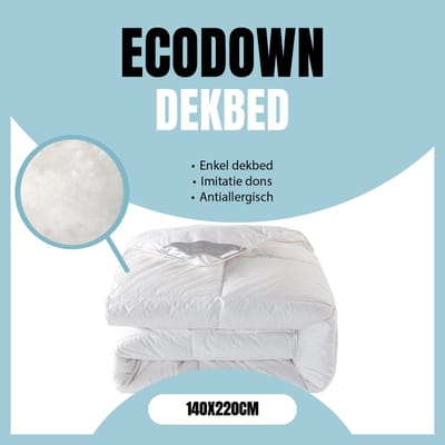 LINNICK Ecodown Enkel Dekbed - Ecodown Dekbed 140x220 - Wit - 500gr/m2 - Winterdekbed - All Year Dekbed Enkel - Dekbed 140x220cm - Eenpersoons Extra Lang - Dekbedden
