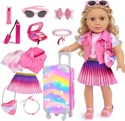 Poppenkleding - Poppenjurkjes - Kinderen Spelen - Handwasbaar - 18 inch - Multicolor