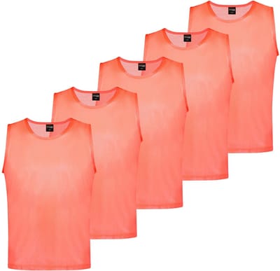 Trainingshesjes oranje - 5 stuks - Voetbal hesjes junioren - Maat S/M - Ciclón Sports sporthesjes