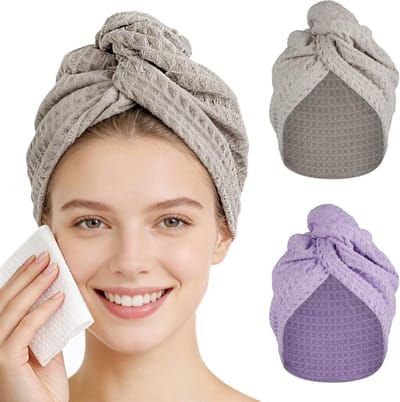 Microvezel Haarturban Set van 2, Sneldrogend en Ultra-Absorberend, Geschikt voor Lang en Dik Haar, Ideaal voor Thuis en Op Reis