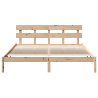 vidaXL - Bedframe - met - hoofdeinde - Bruin - 200 - x - 200 - cm - Massief - grenenhout