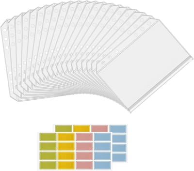 Set van 20 A6 Binder Tassen, 18 x 10.7 cm, Documententas met Rits en Labelstickers, Ideaal voor Facturen, Notities en Organisatie