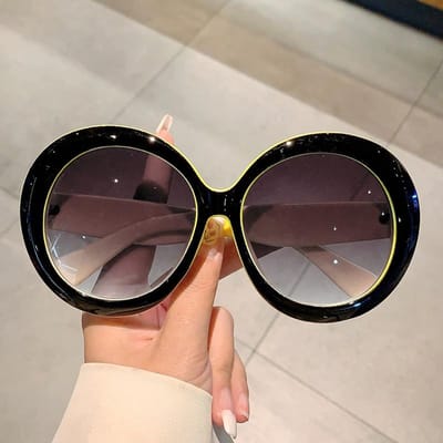 Oversized Ronde Zonnebril Dames Heren Luxe Designer Vintage Punk Roze Glazen Groot Montuur Zonnebrillen Populaire Brillen