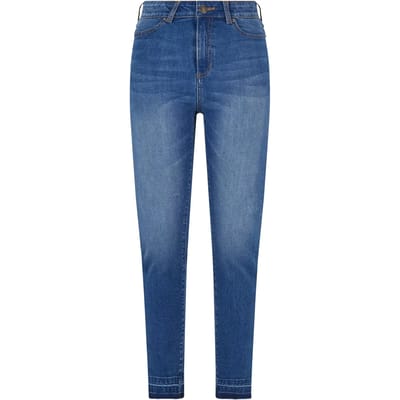 Urban Classics Dames Skinny-jeans met hoge taille en open zoom TB6865