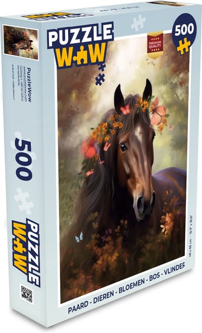 Puzzel Paard - Dieren - Bloemen - Bos - Vlinder - Legpuzzel - Puzzel 500 stukjes