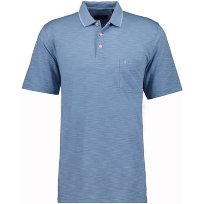 Ragman Polo Soft Knit Fine Stripe Easy Care Licht Blauw / male