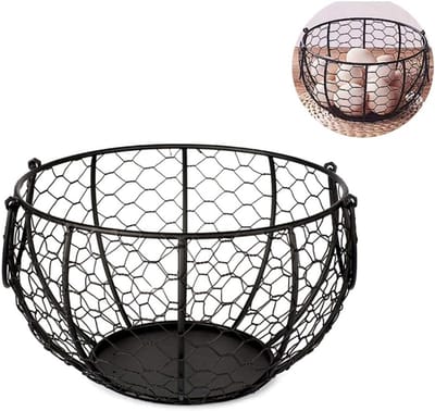 Metalen Ei Opslagmand - Eierdispenser Draadmand - Keuken Organisatie - Landelijk Design - 20x12 cm - Geassorteerd