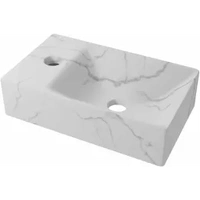 Aurlane Wasbak White Marble Ceramic Handwash - Keramiek - Rechthoekig - Wit Marmerlook - 37x18,5x9cm