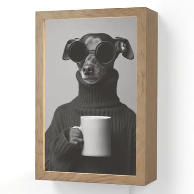 Wandlamp 20x30 cm - Oplaadbaar - Coltrui - Hond - Bril - Mok - Wandlampen binnen woonkamer - Slaapkamer lamp met kabel - Decoratieve nachtlamp - Vloerlamp snoer