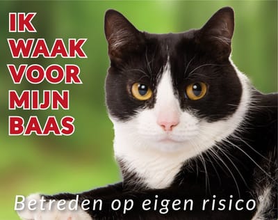 Katten Waakbord - Ik waak voor mijn baas zwart-wit