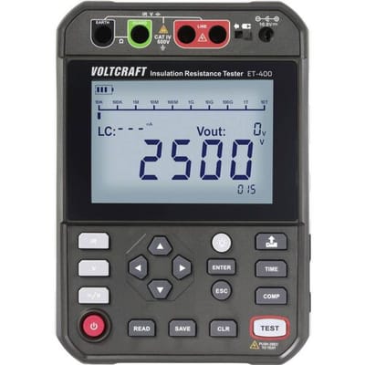 VOLTCRAFT ET-400 Isolatiemeter 250 V, 500 V, 1000 V, 2500 V 2.5 TΩ