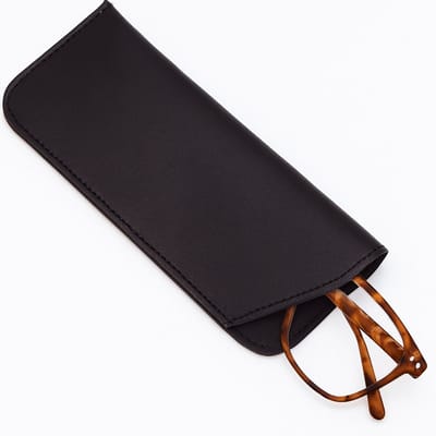 Brillenkoker I Bril Etui I Bril Hoesje I Brillendoos I Brillenhoes I Zonnebrilhouder I PVC Leer I Slide In I 17,5 x 7,5 cm I Zwart