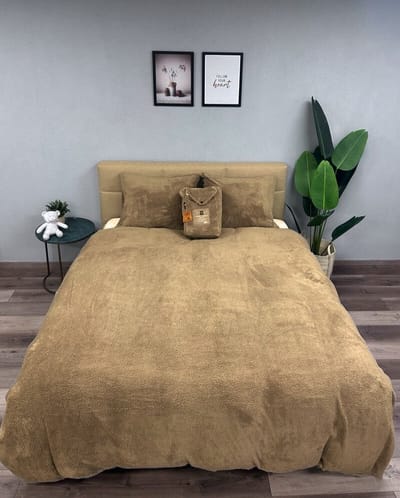 Beau Maison - Teddy - Cozy - Fleece dekbedovertrek Taupe 200x200/220 cm