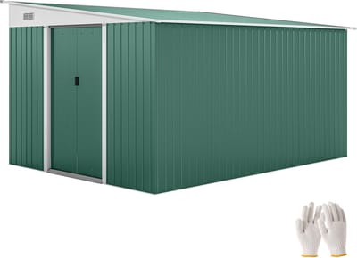 Killogood Metalen gereedschapsschuur lessenaarsdak afsluitbare dubbele deur 2.8 x 3.45 x 2.01m groen