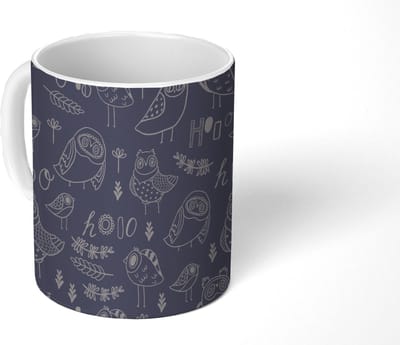 Mok - Koffiemok - Patronen - Vogel - Uil - Mokken - 350 ML - Beker - Koffiemokken - Theemok